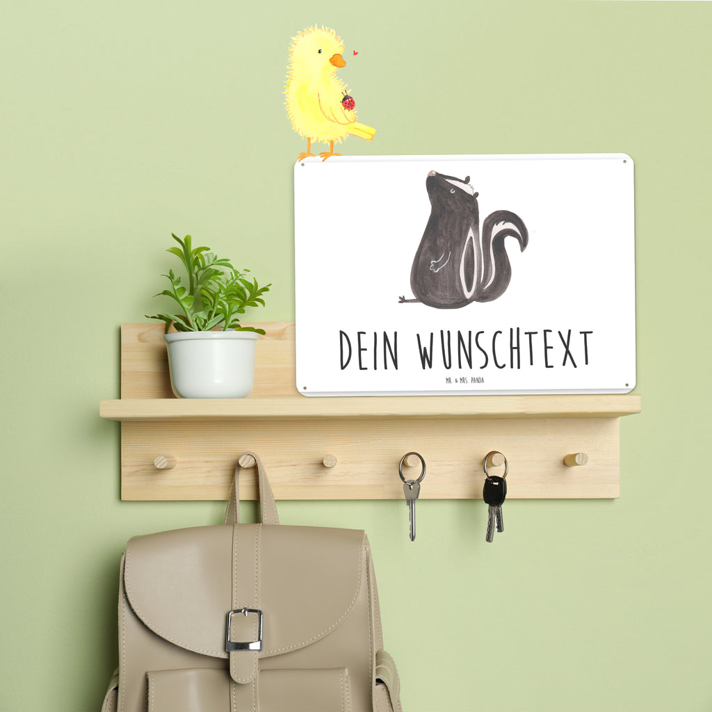 Personalisiertes Blechschild Stinktier Sitzen Blechschild, Metallschild, Geschenk Schild, Schild, Magnet-Metall-Schild, Deko Schild, Wandschild, Wand-Dekoration, Türschild, Stinktier, Skunk, Wildtier, Raubtier, Stinker, Stinki, Spruch, Büro, Recht, Besserwisser