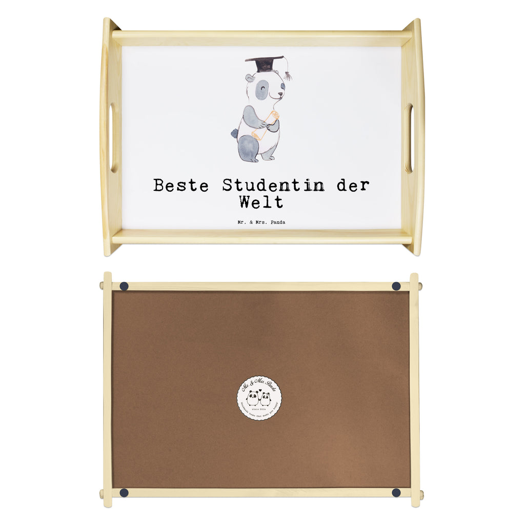 Serviertablett Panda Beste Studentin der Welt Serviertablett, Tablett, Holztablett, Küchentablett, Dekotablett, Frühstückstablett, für, Dankeschön, Geschenk, Schenken, Geburtstag, Geburtstagsgeschenk, Geschenkidee, Danke, Bedanken, Mitbringsel, Freude machen, Geschenktipp, Studentin, Studium, Tochter, Spaß, Musterschülerin, lustig, Studienabschluss, witzig, Universität, Abschluss, Alumni, Uni, Studenten, Hochschule