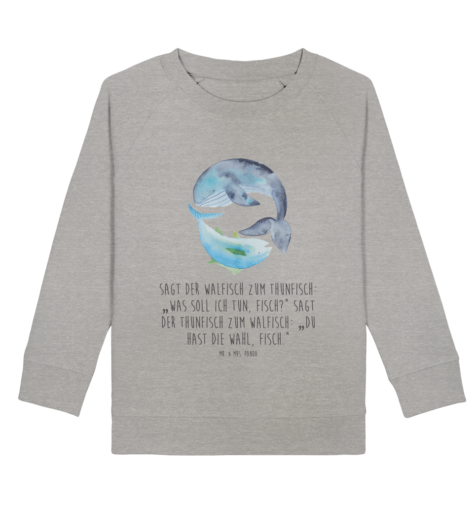 Organic Kinder Pullover Walfisch & Thunfisch Kinder Pullover, Kinder Sweatshirt, Jungen, Mädchen, Tiermotive, Gute Laune, lustige Sprüche, Tiere, Wal, Wahl, Tunfisch, Wortwitz lustig, Spruch lustig, Flachwitz, Witz, Spruch des Tages, Flachwitz Geschenk