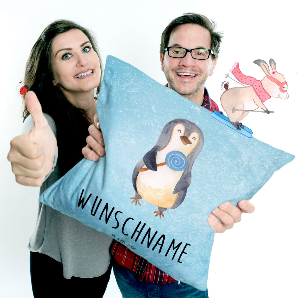 Personalisiertes Kissen Pinguin Lolli Kissen, personalisiert, Name, Wunschname, bedrucken, Kopfkissen, Pinguin, Pinguine, Lolli, Süßigkeiten, Blödsinn, Spruch, Rebell, Gauner, Ganove, Rabauke