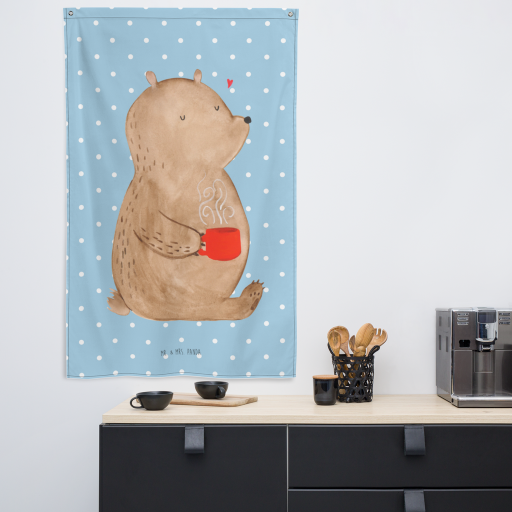 Wandteppich Bär Kaffee Wandbehang, Dekoration, Boho, Wandteppich, Wandtuch, Wanddeko, Tapisserie, Tapestry, Wandbild, Textil-Kunst, Schmuck-Wandbehang, Wand Deko, Kinderzimmer, Kinderzimmer Wand, Kinderzimmer Deko, Kinderzimmer Wanddeko, Bär, Teddy, Teddybär, Kaffee, Coffee, Bären, guten Morgen, Morgenroutine, Welt erobern, Welt retten, Motivation