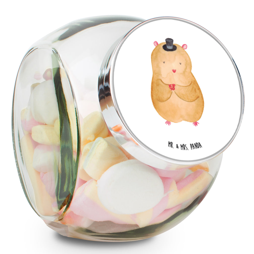 Bonbonglas Hamster mit Hut Vorratsdose, Vorratsbehälter, Süßigkeitenglas, Süßigkeitendose, Kaffeedose, Müslidose, Teedose, Keksbehälter, Keksedose, Glasdose, Glasbälter, Vorratsglas, Küchenbehälter, Aufbewahrungsdose, Aufbewahungsglas, Gewürzdose, Küchenorganizer, Snackdose, Tiermotive, Gute Laune, lustige Sprüche, Tiere, Hamster, Hut, Magier, Zylinder, Zwerghamster, Zauberer