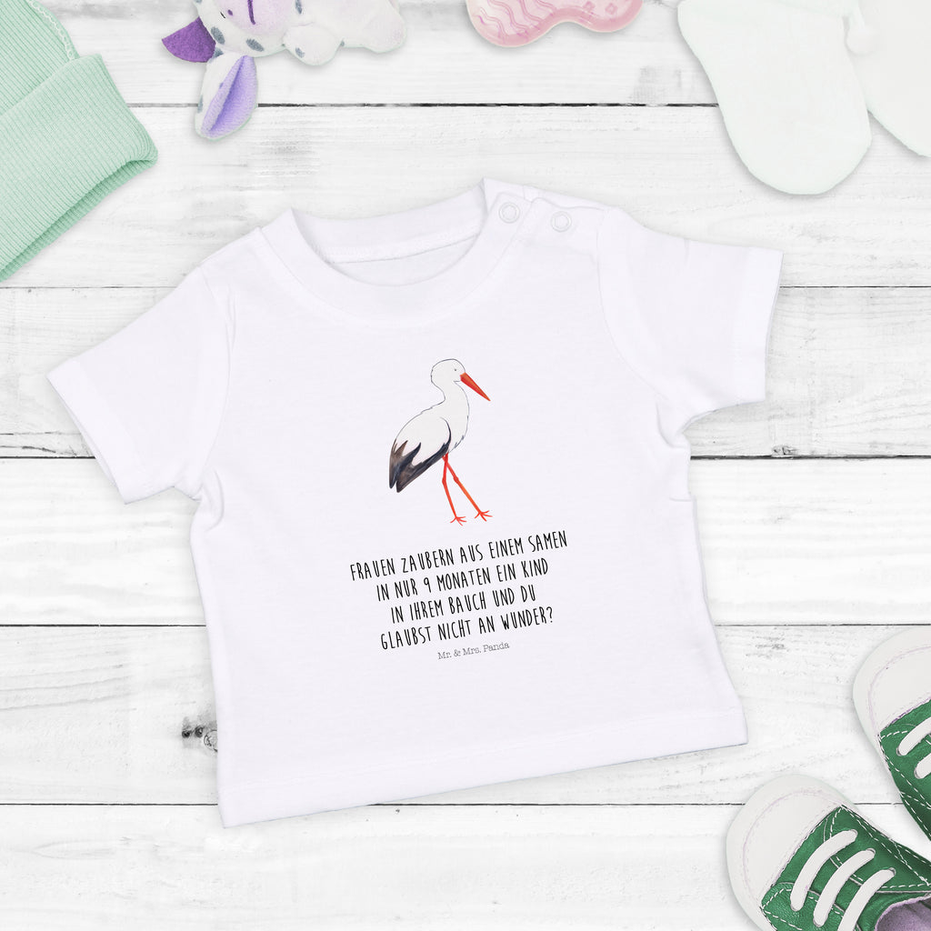 Organic Baby Shirt Storch Baby T-Shirt, Jungen Baby T-Shirt, Mädchen Baby T-Shirt, Shirt, Tiermotive, Gute Laune, lustige Sprüche, Tiere, Storch, Störche, Schwangerschaft, Geburt, Mutter, Mütter, Mutter werden, Schwanger, Babybauch, Baby