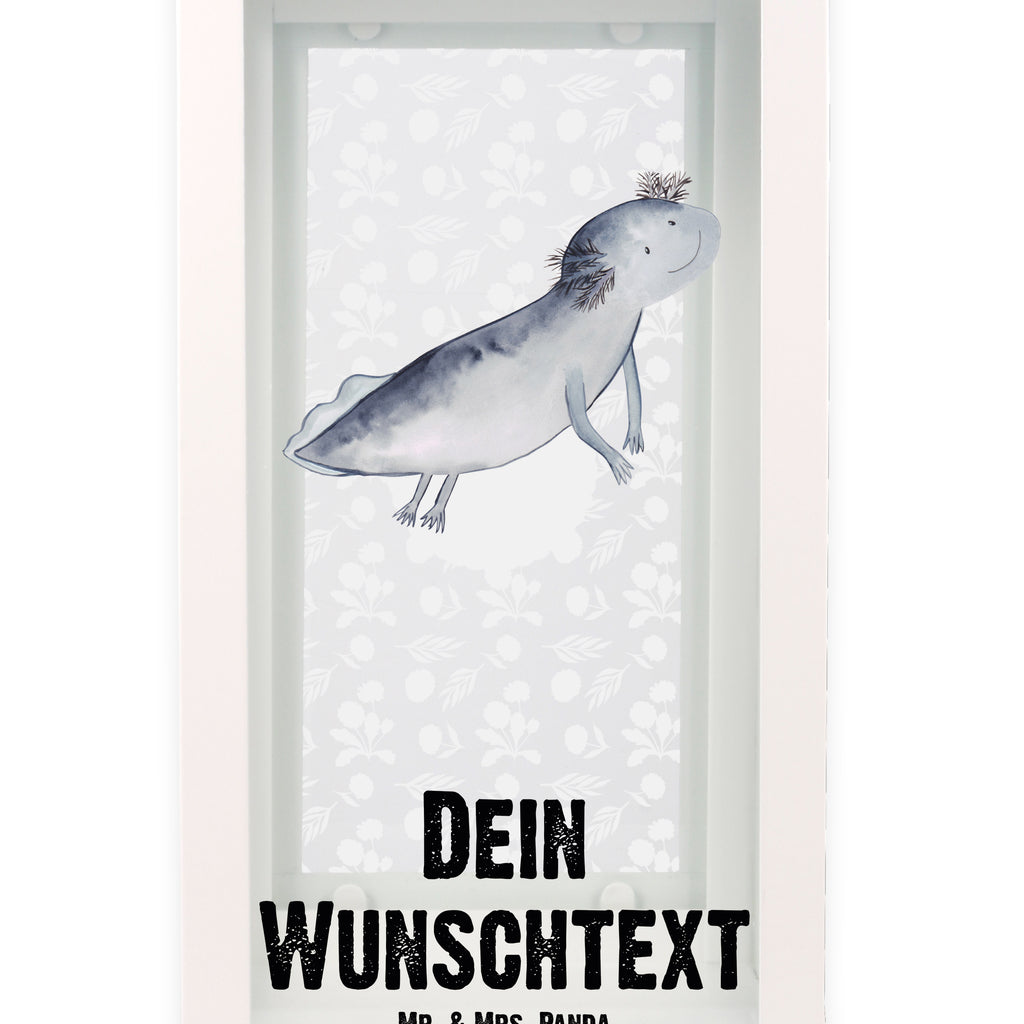 Personalisierte Deko Laterne Axolotl schwimmt Gartenlampe, Gartenleuchte, Gartendekoration, Gartenlicht, Laterne kleine Laternen, XXL Laternen, Laterne groß, Axolotl, Molch, Axolot, Schwanzlurch, Lurch, Lurche, Problem, Probleme, Lösungen, Motivation