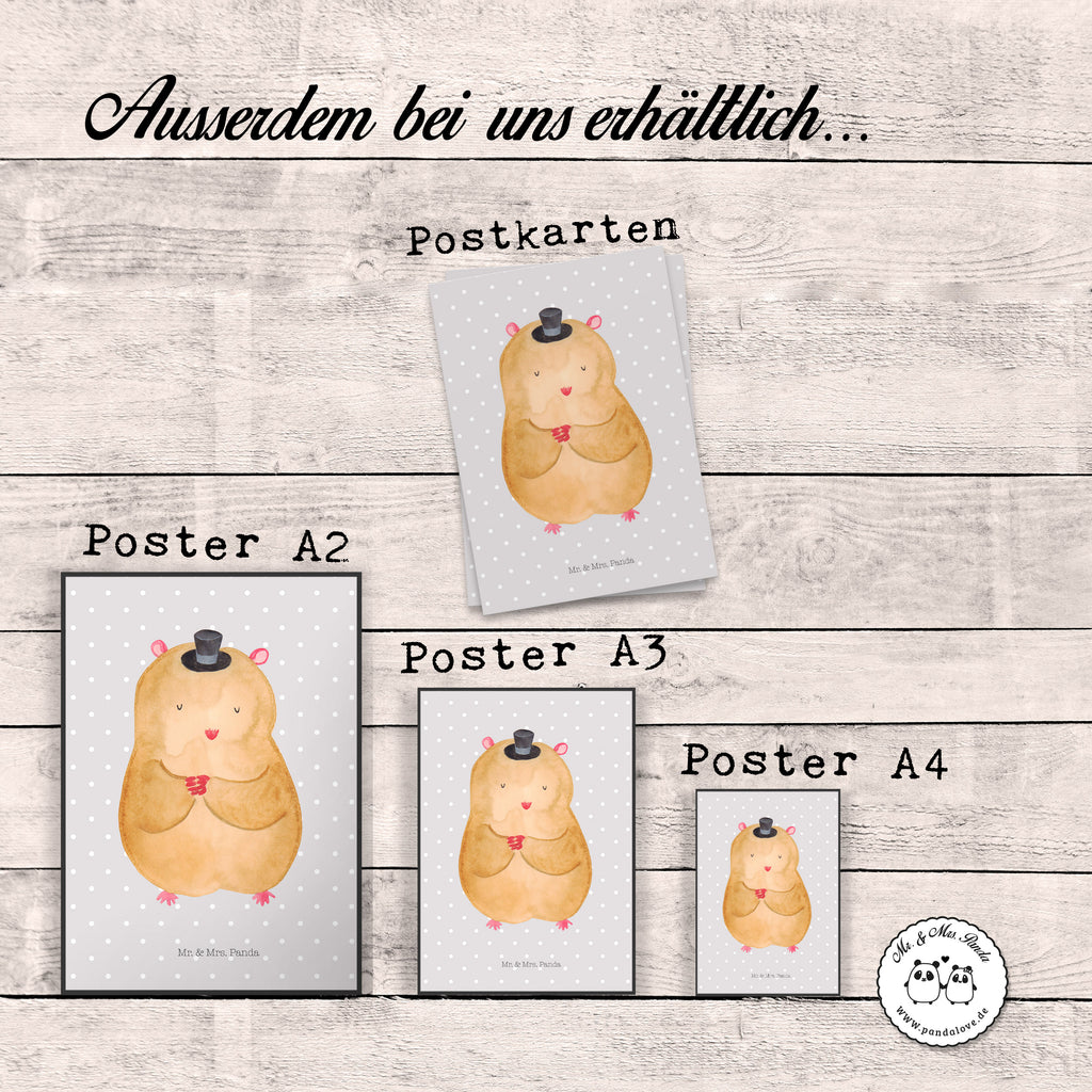 Poster Hamster Hut Poster, Wandposter, Bild, Wanddeko, Küchenposter, Kinderposter, Wanddeko Bild, Raumdekoration, Wanddekoration, Handgemaltes Poster, Mr. & Mrs. Panda Poster, Designposter, Kunstdruck, Posterdruck, Tiermotive, Gute Laune, lustige Sprüche, Tiere, Hamster, Hut, Magier, Zylinder, Zwerghamster, Zauberer