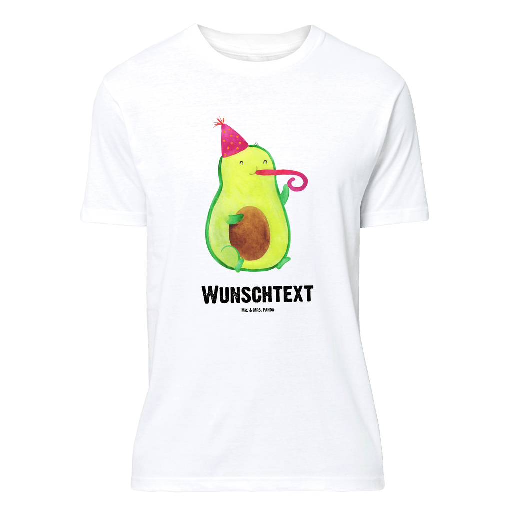 Personalisiertes T-Shirt Avocado Feier T-Shirt Personalisiert, T-Shirt mit Namen, T-Shirt mit Aufruck, Männer, Frauen, Wunschtext, Bedrucken, Avocado, Veggie, Vegan, Gesund, Party, Feierlichkeit, Feier, Fete, Geburtstag, Gute Laune, Tröte