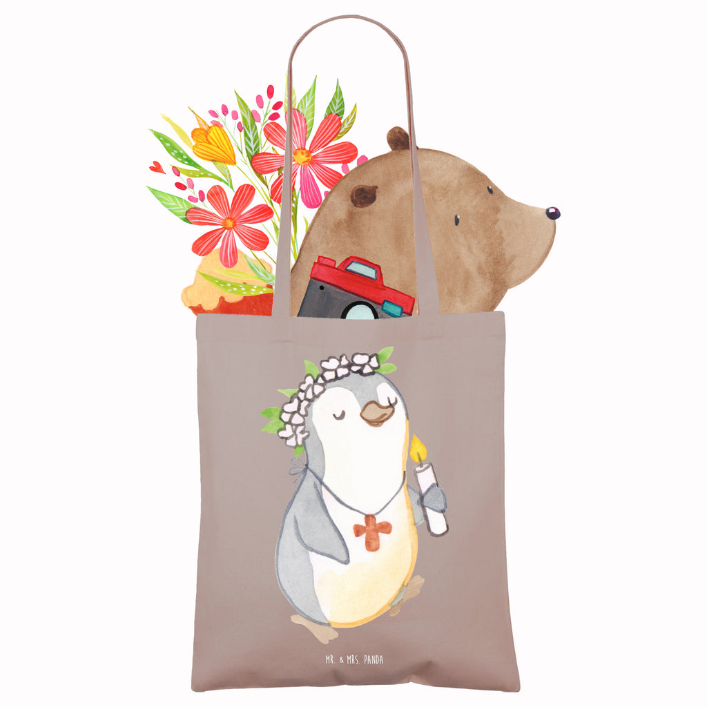 Tragetasche Pinguin Kommunion Mädchen Beuteltasche, Beutel, Einkaufstasche, Jutebeutel, Stoffbeutel, Tasche, Shopper, Umhängetasche, Strandtasche, Schultertasche, Stofftasche, Tragetasche, Badetasche, Jutetasche, Einkaufstüte, Laptoptasche, Konfirmation, Kommunion, Jugendweihe, Konfirmation Geschenk, Gott, Gläubig, Alles Gute