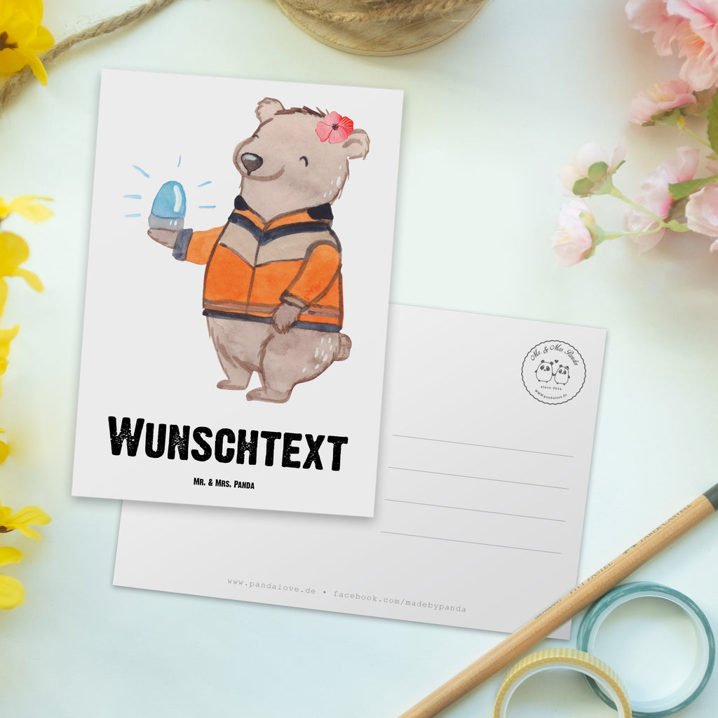 Personalisierte Postkarte Rettungssanitäterin mit Herz Postkarte mit Namen, Postkarte bedrucken, Postkarte mit Wunschtext, Postkarte personalisierbar, Geschenkkarte mit Namen, Grußkarte mit Namen, Karte mit Namen, Einladung mit Namen, Ansichtskarte mit Namen, Geschenkkarte mit Wunschtext, Grußkarte mit Wunschtext, Karte mit Wunschtext, Einladung mit Wunschtext, Ansichtskarte mit Wunschtext, Beruf, Ausbildung, Jubiläum, Abschied, Rente, Kollege, Kollegin, Geschenk, Schenken, Arbeitskollege, Mitarbeiter, Firma, Danke, Dankeschön