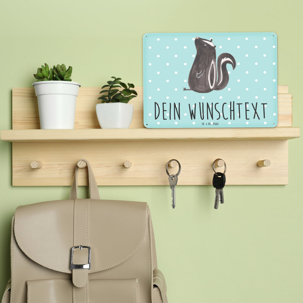 Personalisiertes Blechschild Stinktier Sitzen Blechschild, Metallschild, Geschenk Schild, Schild, Magnet-Metall-Schild, Deko Schild, Wandschild, Wand-Dekoration, Türschild, Stinktier, Skunk, Wildtier, Raubtier, Stinker, Stinki, Spruch, Büro, Recht, Besserwisser