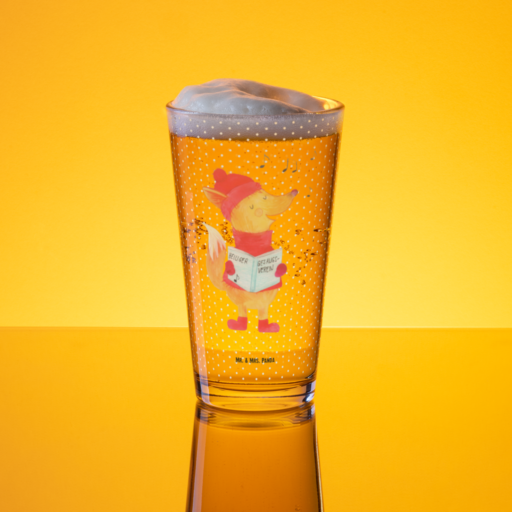 Premium Trinkglas Fuchs Sänger Trinkglas, Glas, Pint Glas, Bierglas, Cocktail Glas, Wasserglas, Winter, Weihnachten, Weihnachtsdeko, Nikolaus, Advent, Heiligabend, Wintermotiv, Fuchs, Füchse, Sänger, Geschenk Sänger, Singen, Weihnachtslieder