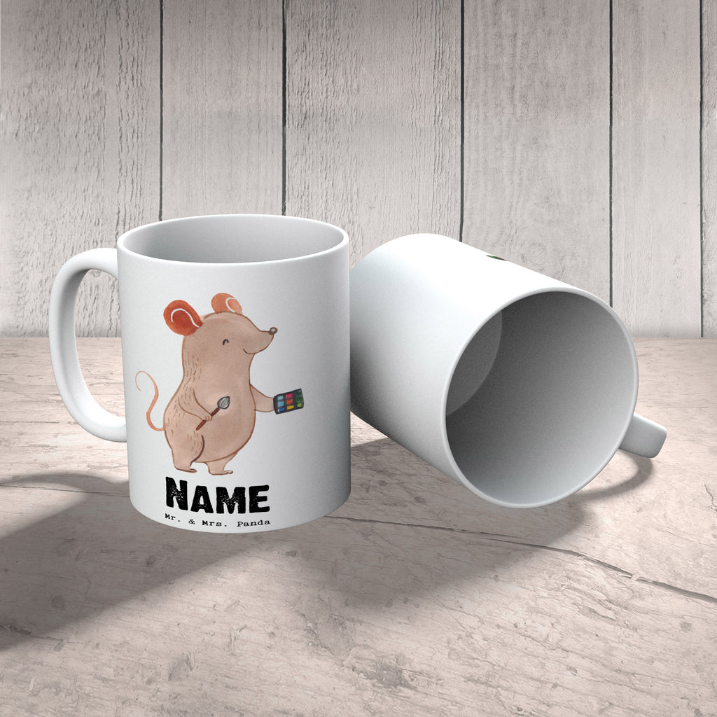 Personalisierte Tasse Visagist mit Herz Personalisierte Tasse, Namenstasse, Wunschname, Personalisiert, Tasse, Namen, Drucken, Tasse mit Namen, Beruf, Ausbildung, Jubiläum, Abschied, Rente, Kollege, Kollegin, Geschenk, Schenken, Arbeitskollege, Mitarbeiter, Firma, Danke, Dankeschön, Kosmetiker, Make Up Artist, Maskenbildner, Visagist, Beauty Salon, Kosmetikstudio, Eröffnung