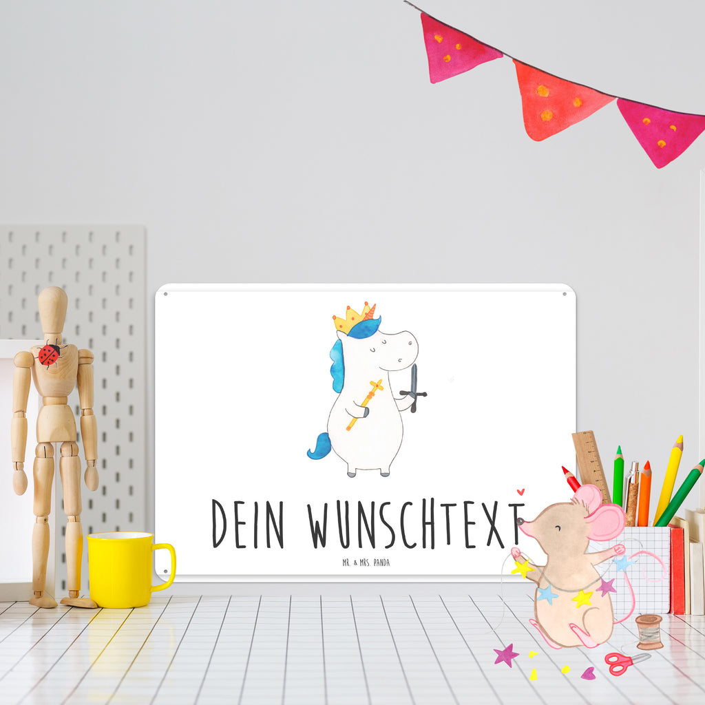 Personalisiertes Blechschild Einhorn König mit Schwert Blechschild, Metallschild, Geschenk Schild, Schild, Magnet-Metall-Schild, Deko Schild, Wandschild, Wand-Dekoration, Türschild, Einhorn, Einhörner, Einhorn Deko, Pegasus, Unicorn, König, Ritter, Mittelalter