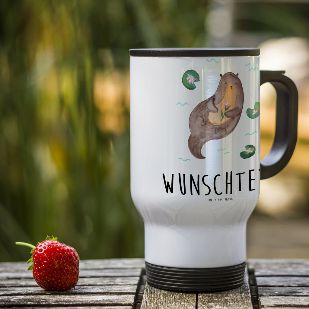 Personalisierter Thermobecher Otter mit Seerose Personalisierter Thermobecher, Personalisierter To Go Becher, Personalisierte Thermotasse, Personalisierter Kaffeebecher, Personalisierter Isolierbecher, Thermobecher personalisieren, Thermobecher mit Namen, Thermobecher selbst gestalten, Wunschname, Spülmaschinenfest, Bedrucken, Isolierbecher mit Namen, Isolierbecher selbst gestalten, Thermotasse personalisieren, Thermotasse mit Namen, Otter, Fischotter, Seeotter, Otter Seeotter See Otter