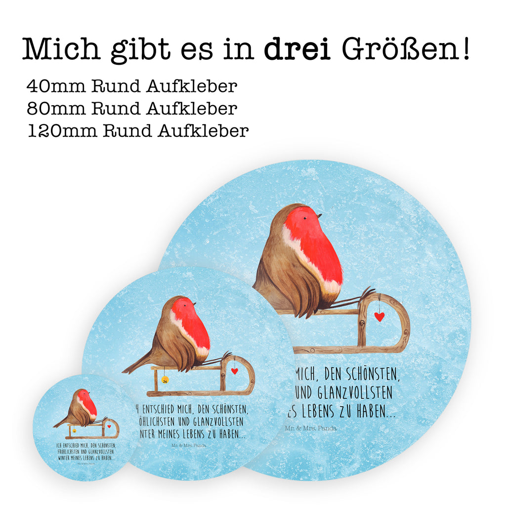 Rund Aufkleber Rotkehlchen Schlitten Sticker, Aufkleber, Etikett, Kinder, rund, Winter, Weihnachten, Weihnachtsdeko, Nikolaus, Advent, Heiligabend, Wintermotiv, Schlitten, Vogel