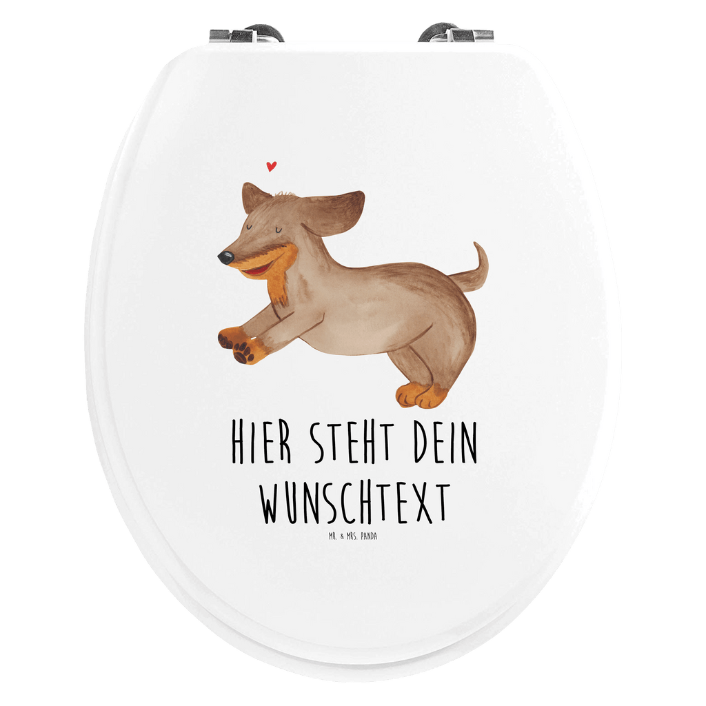 Personalisierter WC Sitz Motiv Hund Dackel fröhlich Personalisierte Klobrille, Personalisierter Klodeckel, Personalisierter Toilettendeckel, Personalisierter WC-Sitz, Toilettendeckel mit Namen, WC Sitz mit Namen, Hund, Hundemotiv, Haustier, Hunderasse, Tierliebhaber, Hundebesitzer, Sprüche, Hunde, Dackel, Dachshund, happy dog