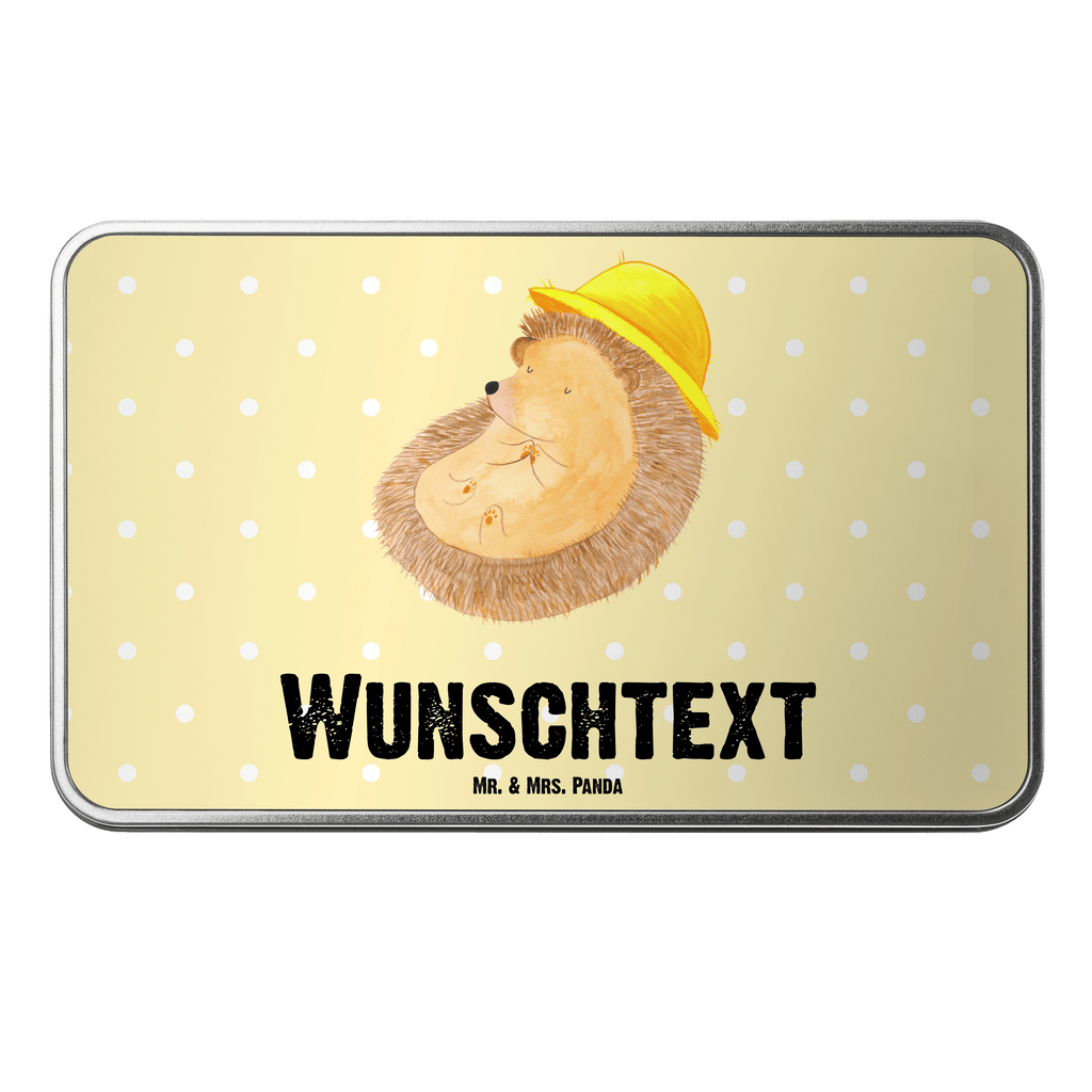 Personalisierte Metalldose Igel betet Personalisierte Metalldose, Dose mit Namen, Namensdose, Kiste mit Namen, Namenskiste, Tiermotive, Gute Laune, lustige Sprüche, Tiere, Igel, Igel mit Hut, Sonnenhut, Gott, Amen, beten, Leben, Dankbarkeit, Dankbar sein, dankbar, genießen