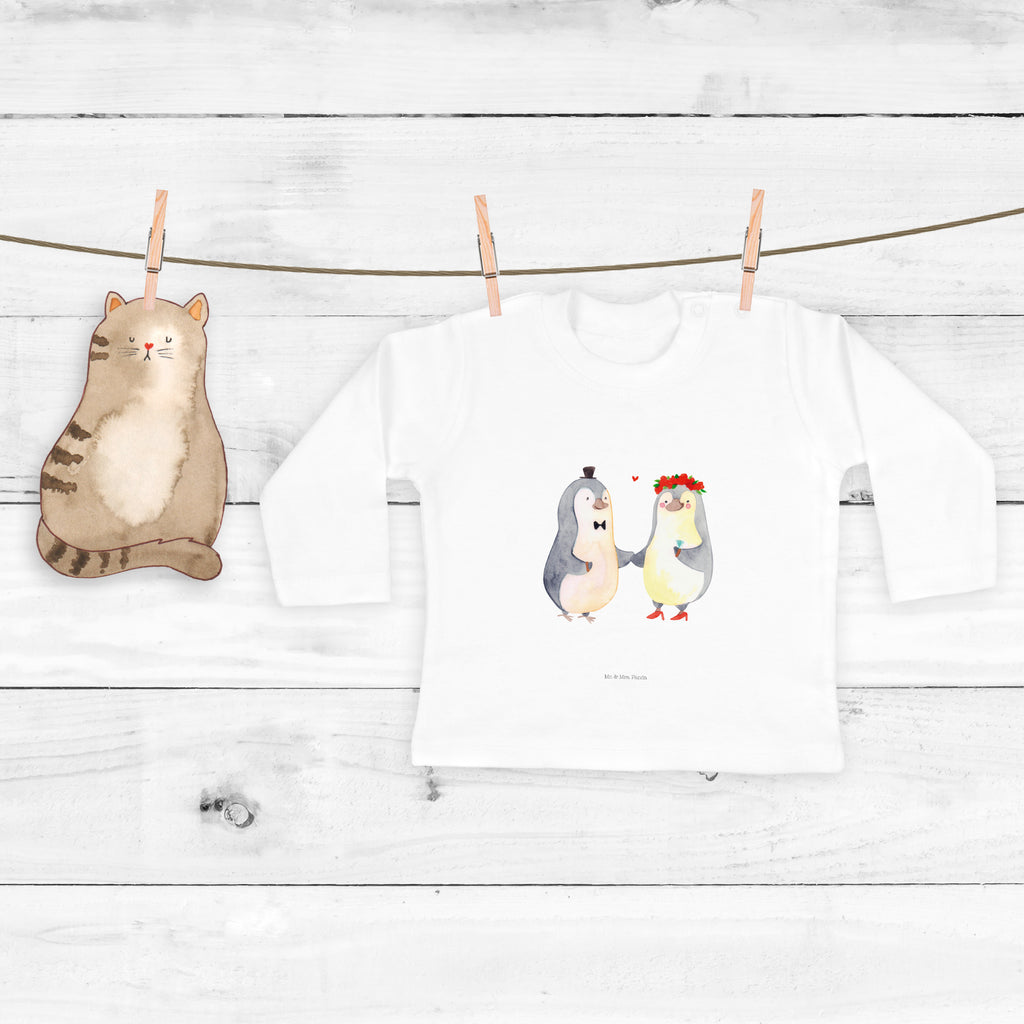 Baby Longsleeve Pinguin Heirat Mädchen, Jungen, Baby, Langarm, Bio, Kleidung, Liebe, Partner, Freund, Freundin, Ehemann, Ehefrau, Heiraten, Verlobung, Heiratsantrag, Liebesgeschenk, Jahrestag, Hocheitstag