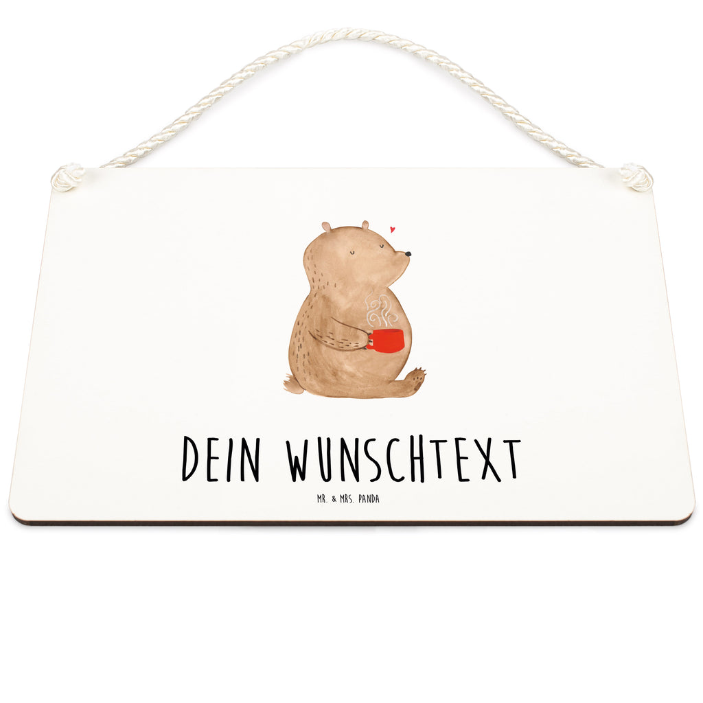 Personalisiertes Deko Schild Bär Kaffee Dekoschild, Deko Schild, Schild, Tür Schild, Türschild, Holzschild, Wandschild, Wanddeko, Bär, Teddy, Teddybär, Kaffee, Coffee, Bären, guten Morgen, Morgenroutine, Welt erobern, Welt retten, Motivation