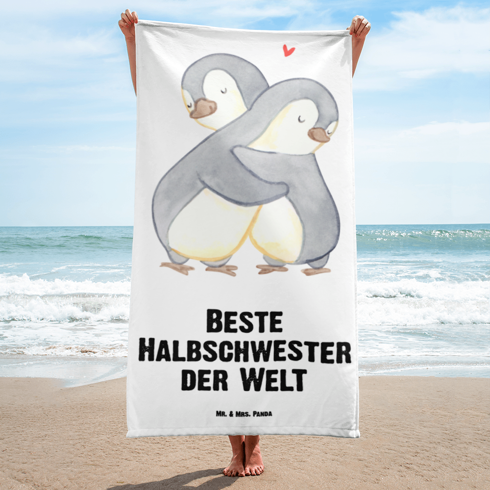 XL Badehandtuch Pinguin Beste Halbschwester der Welt Handtuch, Badetuch, Duschtuch, Strandtuch, Saunatuch, für, Dankeschön, Geschenk, Schenken, Geburtstag, Geburtstagsgeschenk, Geschenkidee, Danke, Bedanken, Mitbringsel, Freude machen, Geschenktipp, Halbschwester, Stiefschwester, Stiefgeschwister, Schwestern, Schwester, Geschwister, Schwesterherz, Sister, Familie, Kleinigkeit, Beste, Tochter, Liebe, Kinder