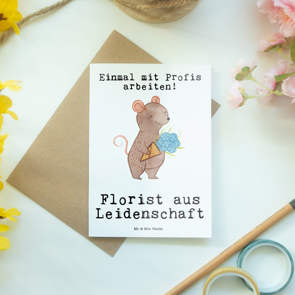 Grußkarte Florist aus Leidenschaft Grußkarte, Klappkarte, Einladungskarte, Glückwunschkarte, Hochzeitskarte, Geburtstagskarte, Karte, Ansichtskarten, Beruf, Ausbildung, Jubiläum, Abschied, Rente, Kollege, Kollegin, Geschenk, Schenken, Arbeitskollege, Mitarbeiter, Firma, Danke, Dankeschön, Blumenhändler, Florist, Blumenlanden, Blumenprofi