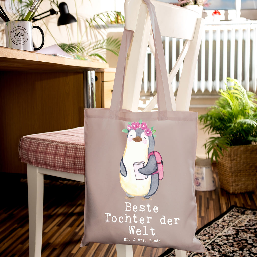 Tragetasche Pinguin Beste Tochter der Welt Beuteltasche, Beutel, Einkaufstasche, Jutebeutel, Stoffbeutel, Tasche, Shopper, Umhängetasche, Strandtasche, Schultertasche, Stofftasche, Tragetasche, Badetasche, Jutetasche, Einkaufstüte, Laptoptasche, für, Dankeschön, Geschenk, Schenken, Geburtstag, Geburtstagsgeschenk, Geschenkidee, Danke, Bedanken, Mitbringsel, Freude machen, Geschenktipp, Tochter, Töchter, Töchterchen, Geburt, Kleine, Mutter, Vater, Kind, Kinder, Familie, Belohnung