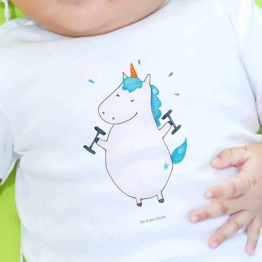 Organic Baby Shirt Einhorn Fitness Baby T-Shirt, Jungen Baby T-Shirt, Mädchen Baby T-Shirt, Shirt, Einhorn, Einhörner, Einhorn Deko, Pegasus, Unicorn, Gym, Fitness, Fitnessstudio, Diät, Abnehmen, Sport, Pumpen, Geräte, Sixpack