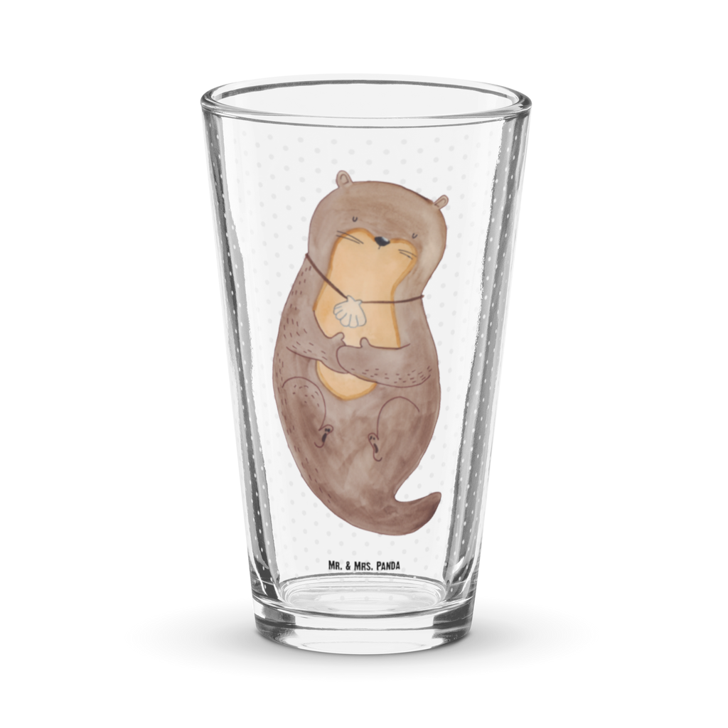 Premium Trinkglas Otter mit Muschelmedaillon Trinkglas, Glas, Pint Glas, Bierglas, Cocktail Glas, Wasserglas, Otter, Fischotter, Seeotter, Otterliebe, grübeln, träumen, Motivation, Tagträumen, Büro