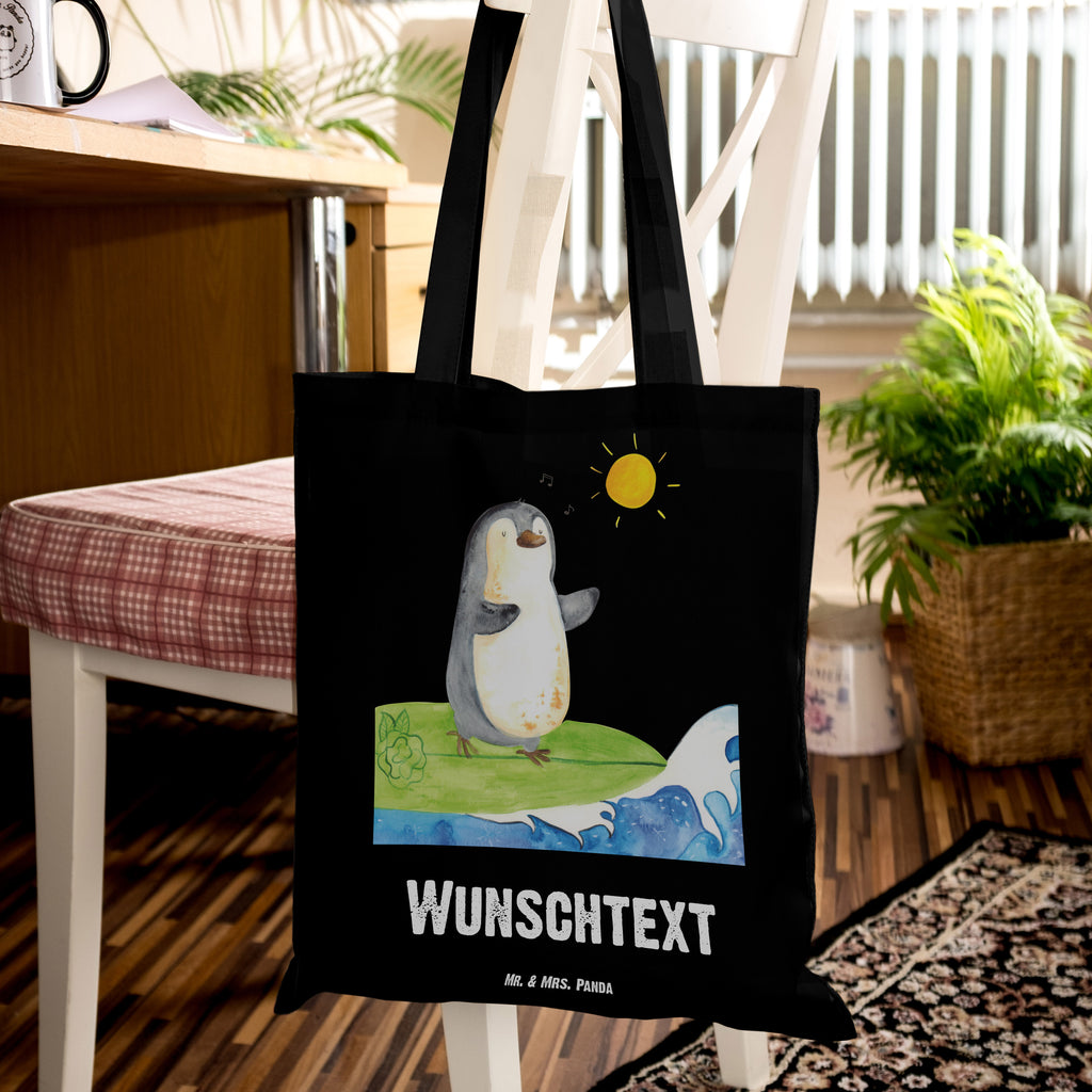 Personalisierte Tragetasche Pinguin Surfer Personalisierte Beuteltasche, Personalisierter Beutel, Personalisierte Einkaufstasche, Personalisierter Jutebeutel, Personalisierter Stoffbeutel, Tragetasche mit Namen, Einkaufstasche mit Namen, Stoffbeutel mit Namen, Personalisierte Tasche, Personalisierte Jutetasche, Personalisierte Kindergartentasche, Pinguin, Pinguine, surfen, Surfer, Hawaii, Urlaub, Wellen, Wellen reiten, Portugal