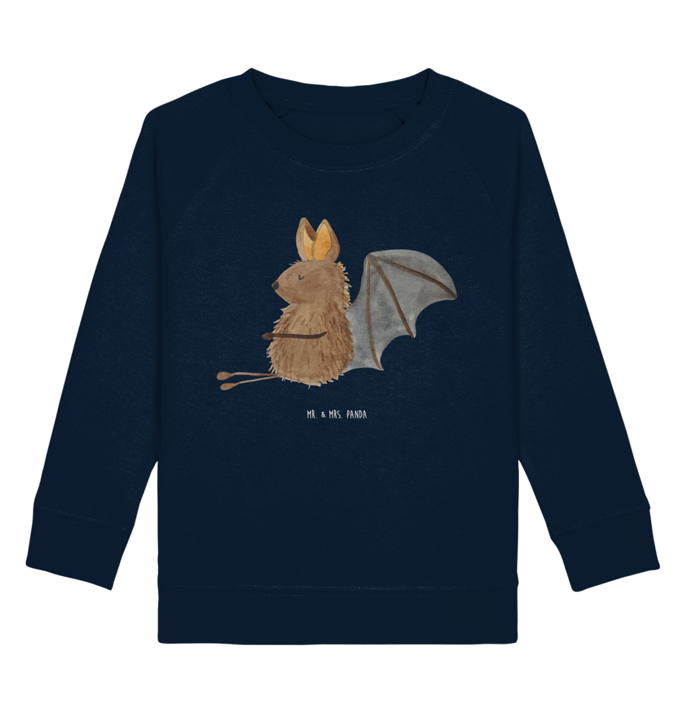 Organic Kinder Pullover Fledermaus sitzend Kinder Pullover, Kinder Sweatshirt, Jungen, Mädchen, Tiermotive, Gute Laune, lustige Sprüche, Tiere, Fledermaus, Fledermäuse, Motivation, entspannen