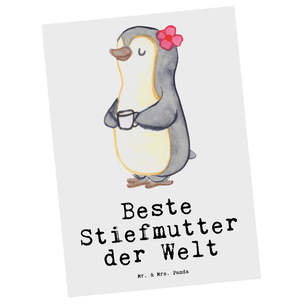 Postkarte Pinguin Beste Stiefmutter der Welt Postkarte, Karte, Geschenkkarte, Grußkarte, Einladung, Ansichtskarte, Geburtstagskarte, Einladungskarte, Dankeskarte, Ansichtskarten, Einladung Geburtstag, Einladungskarten Geburtstag, für, Dankeschön, Geschenk, Schenken, Geburtstag, Geburtstagsgeschenk, Geschenkidee, Danke, Bedanken, Mitbringsel, Freude machen, Geschenktipp, Stiefmutter, Stief Mutter, Stiefmama, Mami, Mutter, Muttertag, Mutti, Mama, Tochter, Sohn, Beste