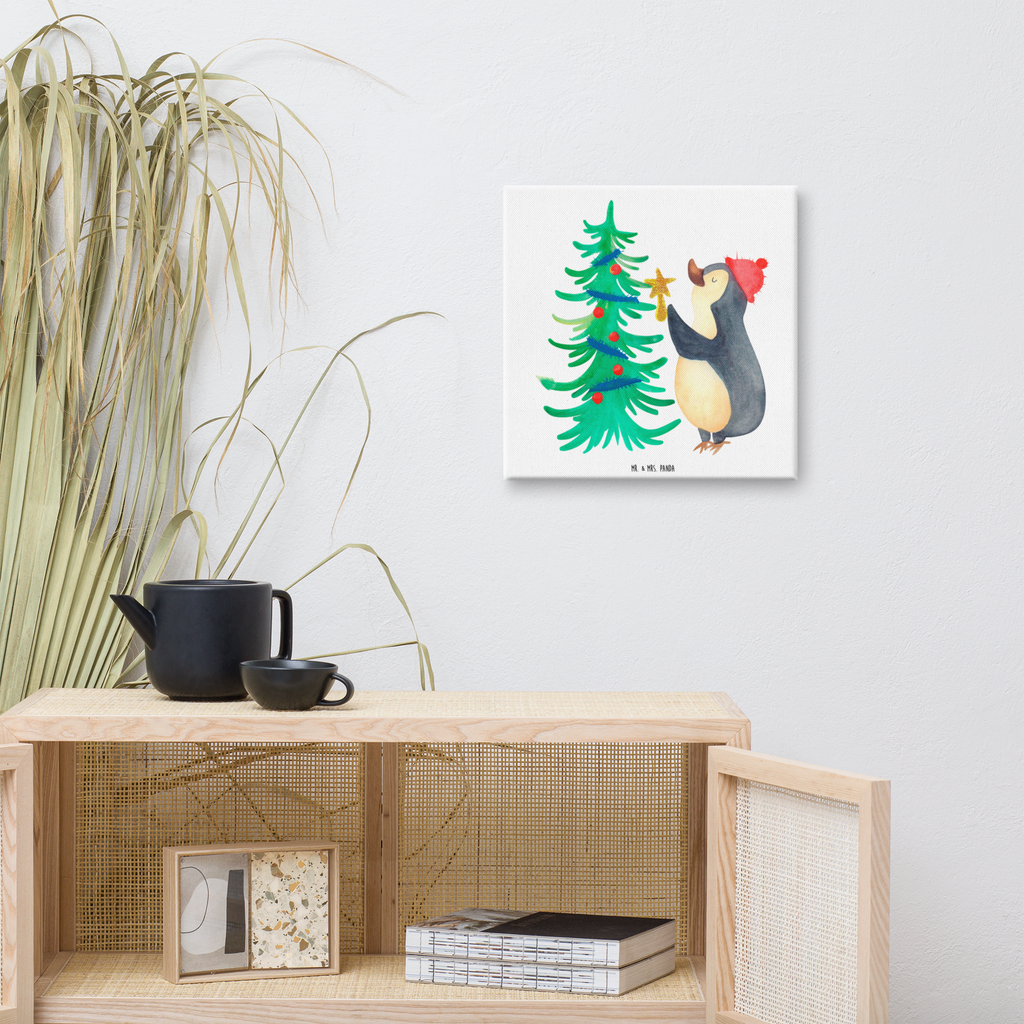 Leinwand Bild Pinguin Weihnachtsbaum Leinwand, Bild, Kunstdruck, Wanddeko, Dekoration, Winter, Weihnachten, Weihnachtsdeko, Nikolaus, Advent, Heiligabend, Wintermotiv, Pinguin