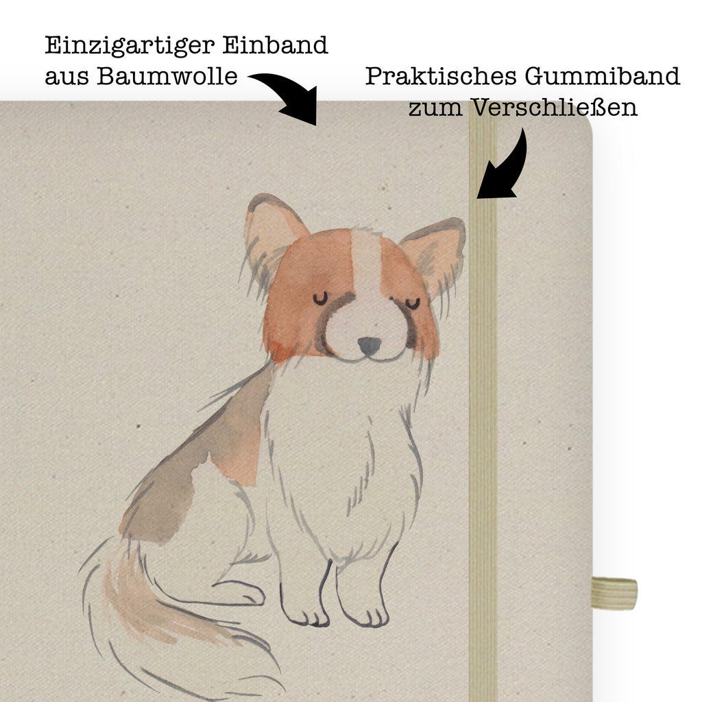 Baumwoll Notizbuch Papillon Moment Notizen, Eintragebuch, Tagebuch, Notizblock, Adressbuch, Journal, Kladde, Skizzenbuch, Notizheft, Schreibbuch, Schreibheft, Hund, Hunderasse, Rassehund, Hundebesitzer, Geschenk, Tierfreund, Schenken, Welpe, Kontinentaler Zwergspaniel, Papillon