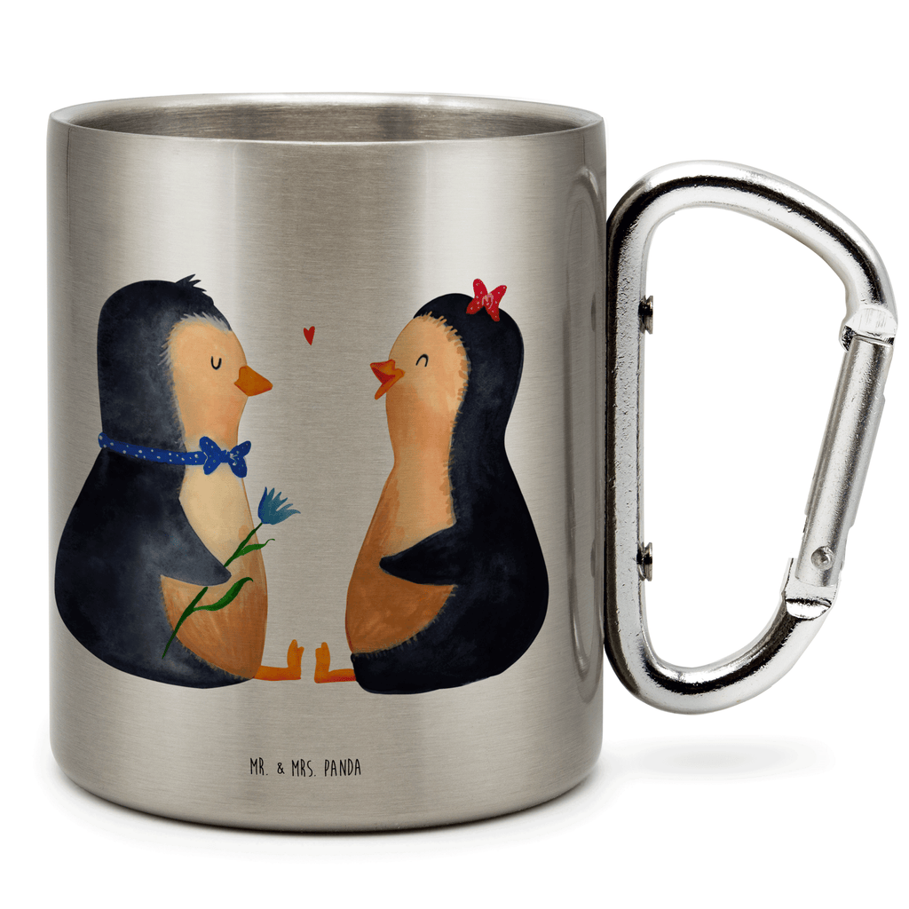 Edelstahlbecher Pinguin Pärchen Edelstahltasse, Karabiner, Edelstahlbecher, Outdoor, Camping, Tasse, Becher, Pinguin, Pinguine, Liebe, Liebespaar, Liebesbeweis, Liebesgeschenk, Verlobung, Jahrestag, Hochzeitstag, Hochzeit, Hochzeitsgeschenk, große Liebe, Traumpaar