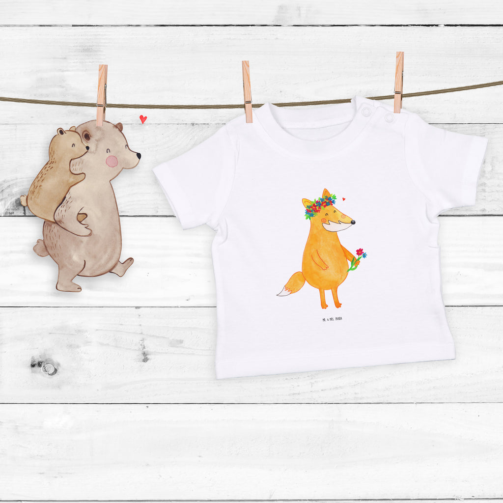 Organic Baby Shirt Fuchs Blumen Baby T-Shirt, Jungen Baby T-Shirt, Mädchen Baby T-Shirt, Shirt, Fuchs, Füchse, Fox, Liebe, Freundin, Fuchsmädchen, Blumenmädchen, Freundinnen, Liebesbeweis, Blume, Blumen, Motivation, Freude, ich, mich, Selbstliebe