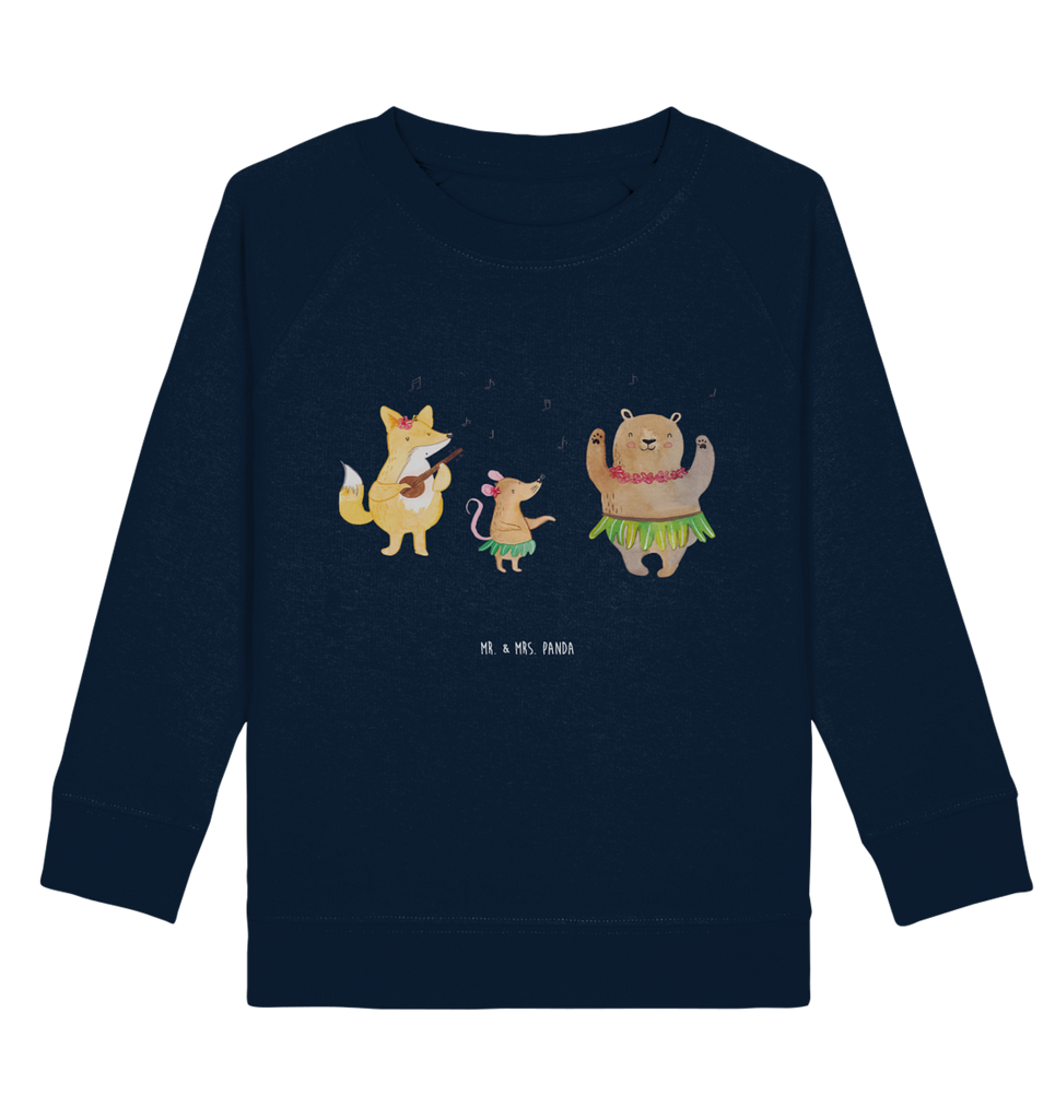 Organic Kinder Pullover Waldtiere Aloha Kinder Pullover, Kinder Sweatshirt, Jungen, Mädchen, Tiermotive, Gute Laune, lustige Sprüche, Tiere, Wald, Waldtiere, Musik, Aloha, Bär, Hase, Igel, Tanzen, Leben, Lachen