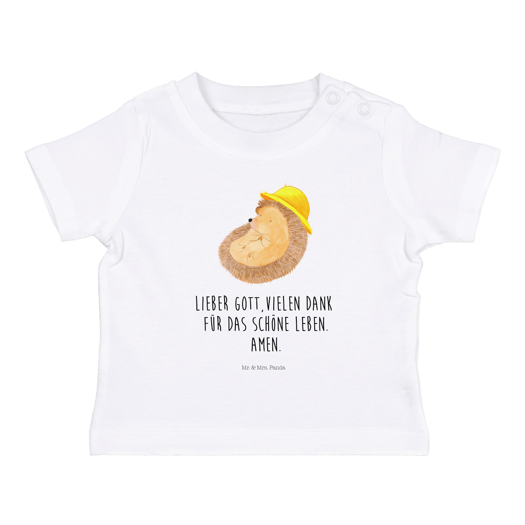 Organic Baby Shirt Igel Beten Baby T-Shirt, Jungen Baby T-Shirt, Mädchen Baby T-Shirt, Shirt, Tiermotive, Gute Laune, lustige Sprüche, Tiere, Igel, Igel mit Hut, Sonnenhut, Gott, Amen, beten, Leben, Dankbarkeit, Dankbar sein, dankbar, genießen