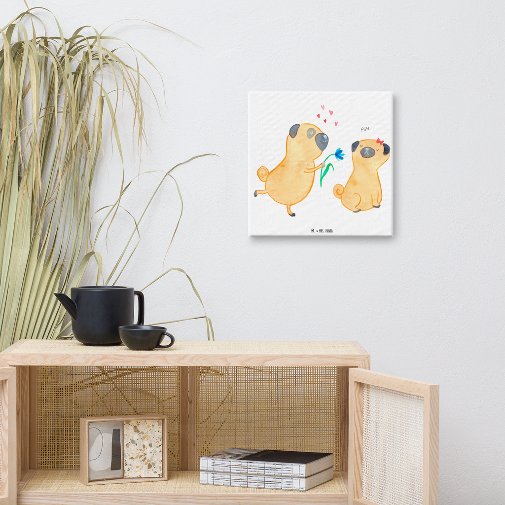 Leinwand Bild Mops Verliebt Leinwand, Bild, Kunstdruck, Wanddeko, Dekoration, Hund, Hundemotiv, Haustier, Hunderasse, Tierliebhaber, Hundebesitzer, Sprüche, Mops, Möpse, Hundeliebe, verliebt, Liebe, Liebesspruch. Verlobt, Geschenk Freund, Partner