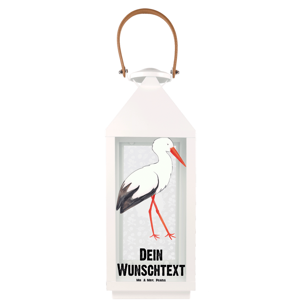 Personalisierte Deko Laterne Storch Gartenlampe, Gartenleuchte, Gartendekoration, Gartenlicht, Laterne kleine Laternen, XXL Laternen, Laterne groß, Tiermotive, Gute Laune, lustige Sprüche, Tiere, Storch, Störche, Schwangerschaft, Geburt, Mutter, Mütter, Mutter werden, Schwanger, Babybauch, Baby