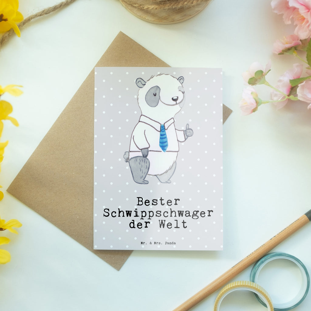 Grußkarte Panda Bester Schwippschwager der Welt Grußkarte, Klappkarte, Einladungskarte, Glückwunschkarte, Hochzeitskarte, Geburtstagskarte, Karte, Ansichtskarten, für, Dankeschön, Geschenk, Schenken, Geburtstag, Geburtstagsgeschenk, Geschenkidee, Danke, Bedanken, Mitbringsel, Freude machen, Geschenktipp, Schwippschwager, Schwibschwager, Schwipschwager, Schwager, Schwager des Ehepartners, Familie, Verwandtschaft, angeheiratet