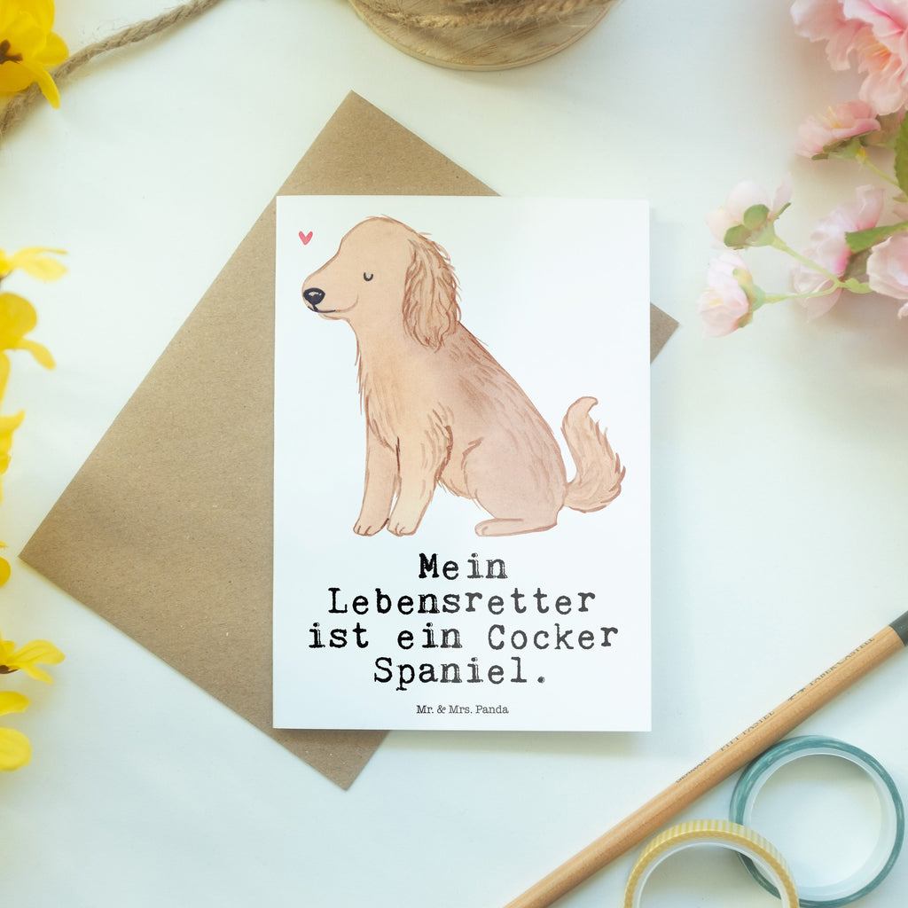 Grußkarte Cocker Spaniel Lebensretter Grußkarte, Klappkarte, Einladungskarte, Glückwunschkarte, Hochzeitskarte, Geburtstagskarte, Karte, Ansichtskarten, Hund, Hunderasse, Rassehund, Hundebesitzer, Geschenk, Tierfreund, Schenken, Welpe, Englische Cockerspaniel, Cocker Spaniel