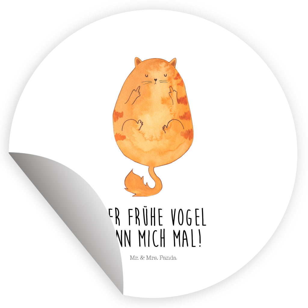 Rund Aufkleber Katze Frühaufsteher Sticker, Aufkleber, Etikett, Katze, Katzenmotiv, Katzenfan, Katzendeko, Katzenfreund, Katzenliebhaber, Katzenprodukte, Katzenartikel, Katzenaccessoires, Katzensouvenirs, Katzenliebhaberprodukte, Katzenmotive, Der frühe Vogel kann mich mal, Morgenmuffel, Frühaufsteher, Kaffee, Katzen, Kater, Mietze