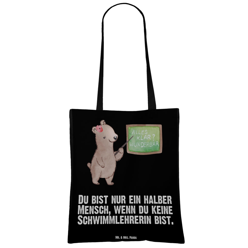 Tragetasche Schwimmlehrerin mit Herz Beuteltasche, Beutel, Einkaufstasche, Jutebeutel, Stoffbeutel, Tasche, Shopper, Umhängetasche, Strandtasche, Schultertasche, Stofftasche, Tragetasche, Badetasche, Jutetasche, Einkaufstüte, Laptoptasche, Beruf, Ausbildung, Jubiläum, Abschied, Rente, Kollege, Kollegin, Geschenk, Schenken, Arbeitskollege, Mitarbeiter, Firma, Danke, Dankeschön, Schwimmlehrerin, Schwimmbad, Schwimmschule, Schwimmverein