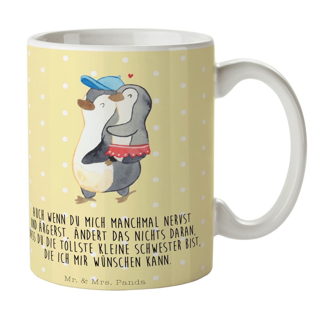 Tasse Pinguin Kleine Schwester Tasse, Kaffeetasse, Teetasse, Becher, Kaffeebecher, Teebecher, Keramiktasse, Porzellantasse, Büro Tasse, Geschenk Tasse, Tasse Sprüche, Tasse Motive, Kaffeetassen, Tasse bedrucken, Designer Tasse, Cappuccino Tassen, Schöne Teetassen, Familie, Vatertag, Muttertag, Bruder, Schwester, Mama, Papa, Oma, Opa