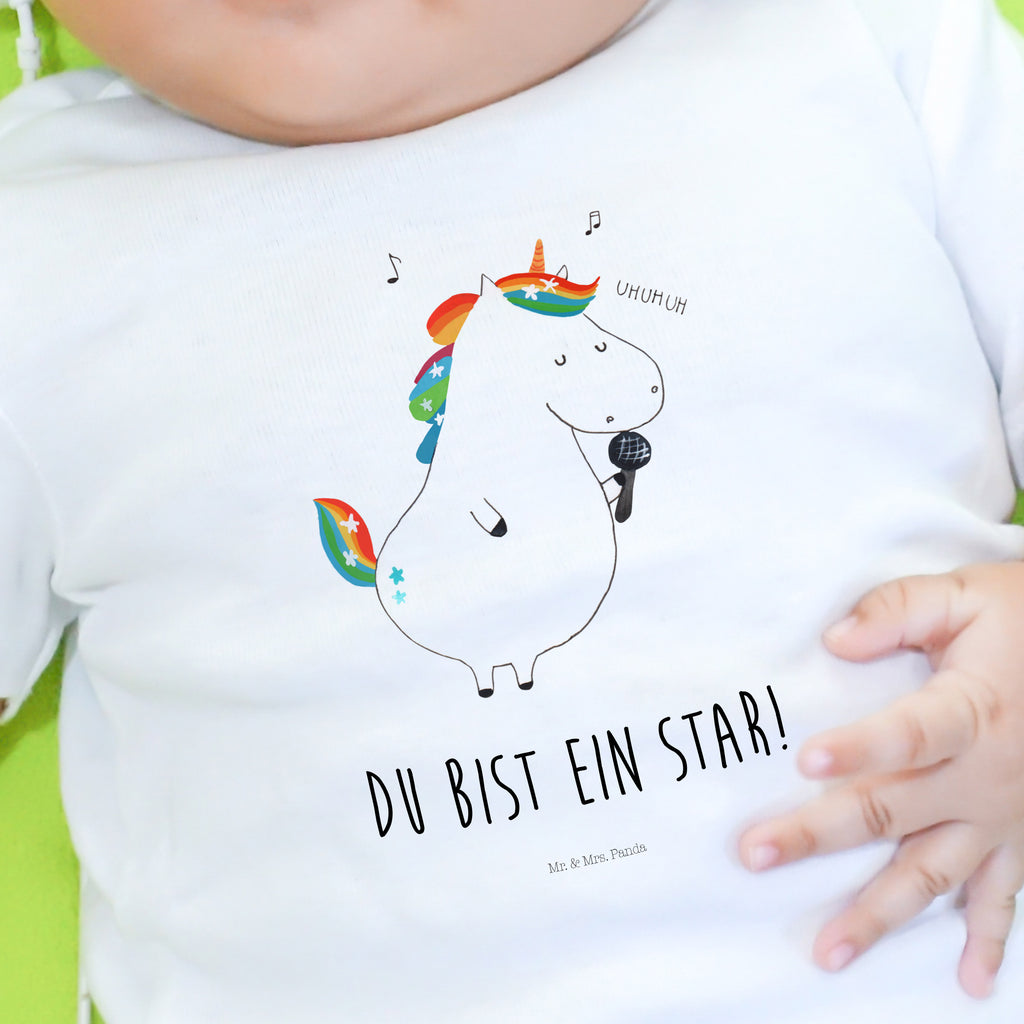 Organic Baby Shirt Einhorn Sänger Baby T-Shirt, Jungen Baby T-Shirt, Mädchen Baby T-Shirt, Shirt, Einhorn, Einhörner, Einhorn Deko, Pegasus, Unicorn, Glitzer, Konfetti, Party, Geburtstag, Feier, Fest, Disco, Sängerin, Sänger, Freundin