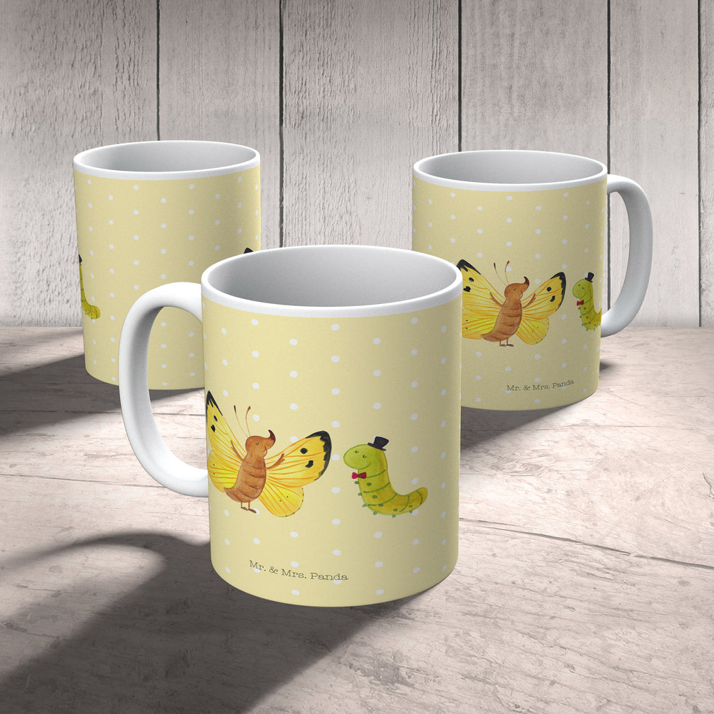 Tasse Raupe & Schmetterling Tasse, Kaffeetasse, Teetasse, Becher, Kaffeebecher, Teebecher, Keramiktasse, Porzellantasse, Büro Tasse, Geschenk Tasse, Tasse Sprüche, Tasse Motive, Kaffeetassen, Tasse bedrucken, Designer Tasse, Cappuccino Tassen, Schöne Teetassen, Tiermotive, Gute Laune, lustige Sprüche, Tiere, Raupe, Schmetterling, Zitronenfalter, Entwicklung, Erwachsen werden, Kokon, Hut, Hütchen, Schönheit, Aufwachsen