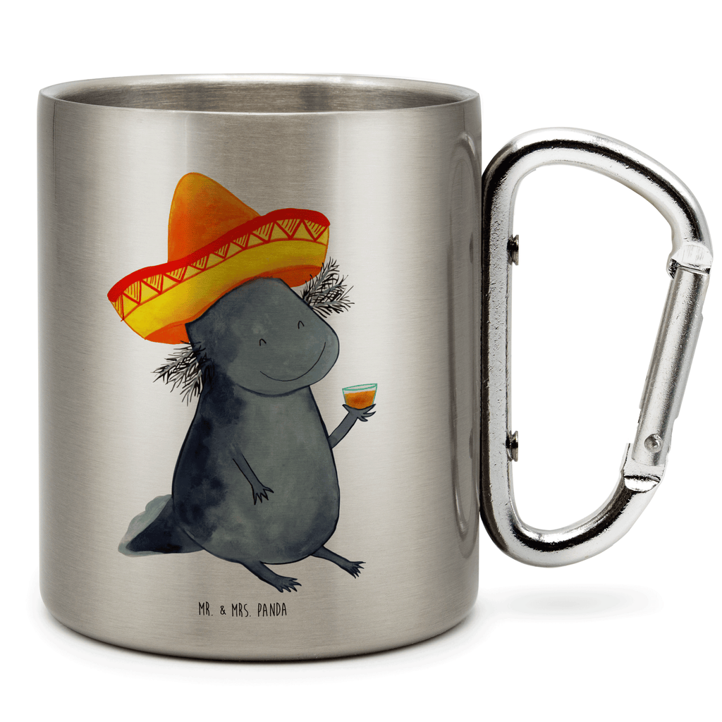 Edelstahlbecher Axolotl Tequila Edelstahltasse, Karabiner, Edelstahlbecher, Outdoor, Camping, Tasse, Becher, Axolotl, Molch, Mexico, Mexiko, Sombrero, Zitrone, Tequila, Motivation, Spruch, Schwanzlurch, Lurch, Lurche, Axolot, Feuerdrache, Feuersalamander