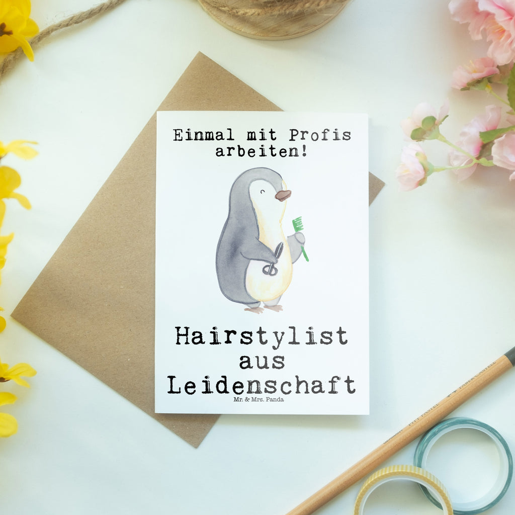 Grußkarte Hairstylist aus Leidenschaft Grußkarte, Klappkarte, Einladungskarte, Glückwunschkarte, Hochzeitskarte, Geburtstagskarte, Karte, Ansichtskarten, Beruf, Ausbildung, Jubiläum, Abschied, Rente, Kollege, Kollegin, Geschenk, Schenken, Arbeitskollege, Mitarbeiter, Firma, Danke, Dankeschön, Frisör, Haarstylist, Hairstylist, Friseursalon, Barbier, Coiffeur, Eröffnung Friseur