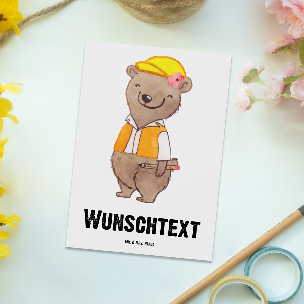 Personalisierte Postkarte Bauingenieurin mit Herz Postkarte mit Namen, Postkarte bedrucken, Postkarte mit Wunschtext, Postkarte personalisierbar, Geschenkkarte mit Namen, Grußkarte mit Namen, Karte mit Namen, Einladung mit Namen, Ansichtskarte mit Namen, Geschenkkarte mit Wunschtext, Grußkarte mit Wunschtext, Karte mit Wunschtext, Einladung mit Wunschtext, Ansichtskarte mit Wunschtext, Beruf, Ausbildung, Jubiläum, Abschied, Rente, Kollege, Kollegin, Geschenk, Schenken, Arbeitskollege, Mitarbeiter, Firma, Danke, Dankeschön, Bauingenieurin, Statikerin, Ingeniuerin, Baustelle, Studium