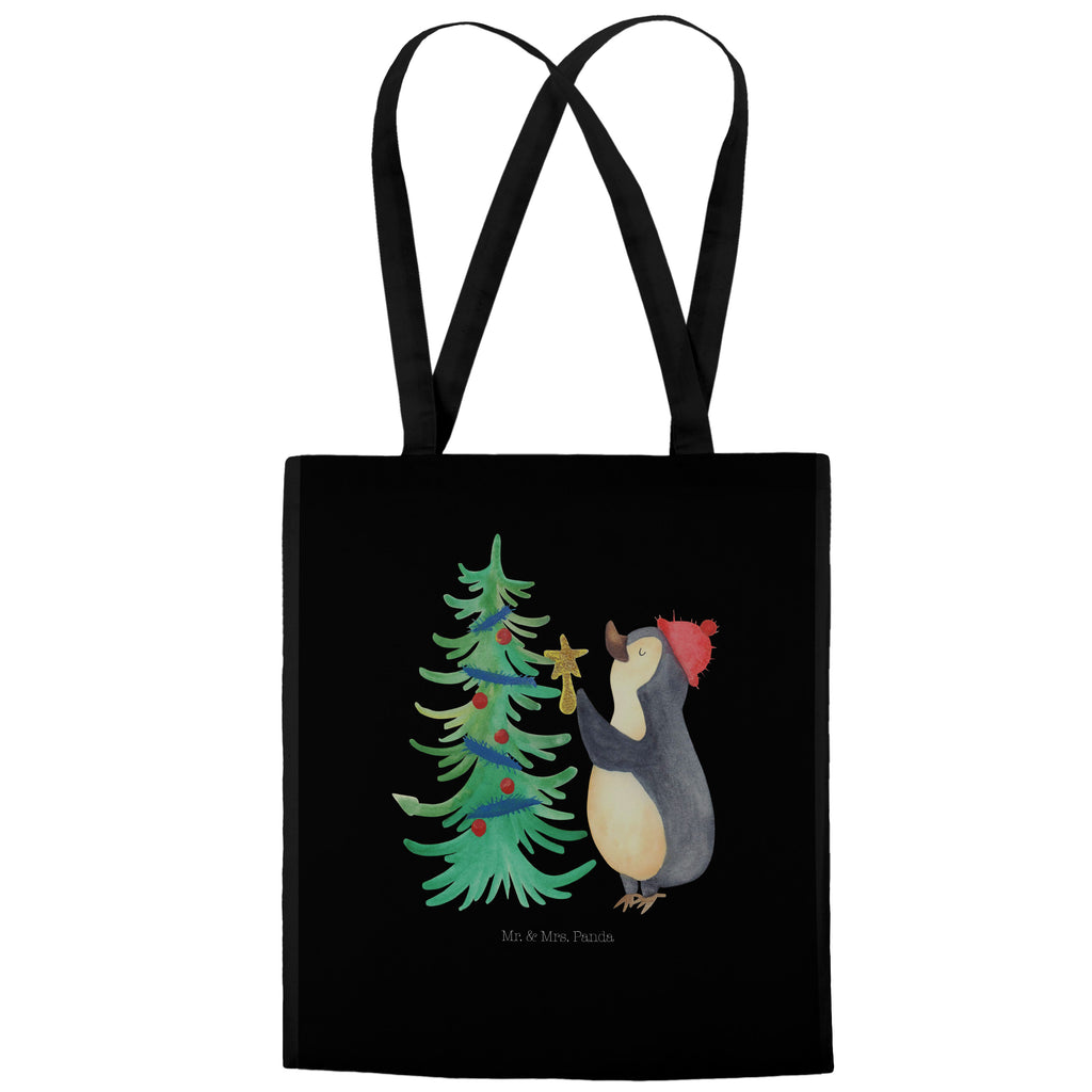 Tragetasche Pinguin Weihnachtsbaum Beuteltasche, Beutel, Einkaufstasche, Jutebeutel, Stoffbeutel, Tasche, Shopper, Umhängetasche, Strandtasche, Schultertasche, Stofftasche, Tragetasche, Badetasche, Jutetasche, Einkaufstüte, Laptoptasche, Winter, Weihnachten, Weihnachtsdeko, Nikolaus, Advent, Heiligabend, Wintermotiv, Pinguin