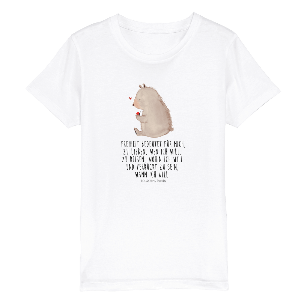 Organic Kinder T-Shirt Bär Marienkäfer Kinder T-Shirt, Kinder T-Shirt Mädchen, Kinder T-Shirt Jungen, Bär, Teddy, Teddybär, Marienkäfer, Liebe, Freiheit, Motivation, Das Leben ist schön